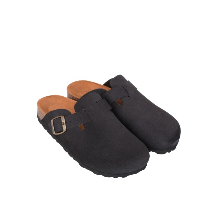 AUTENTI Zuecos Bio Hebilla Taupe Negros