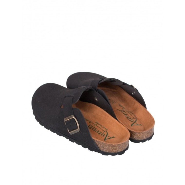 AUTENTI Zuecos Bio Hebilla Taupe Negros
