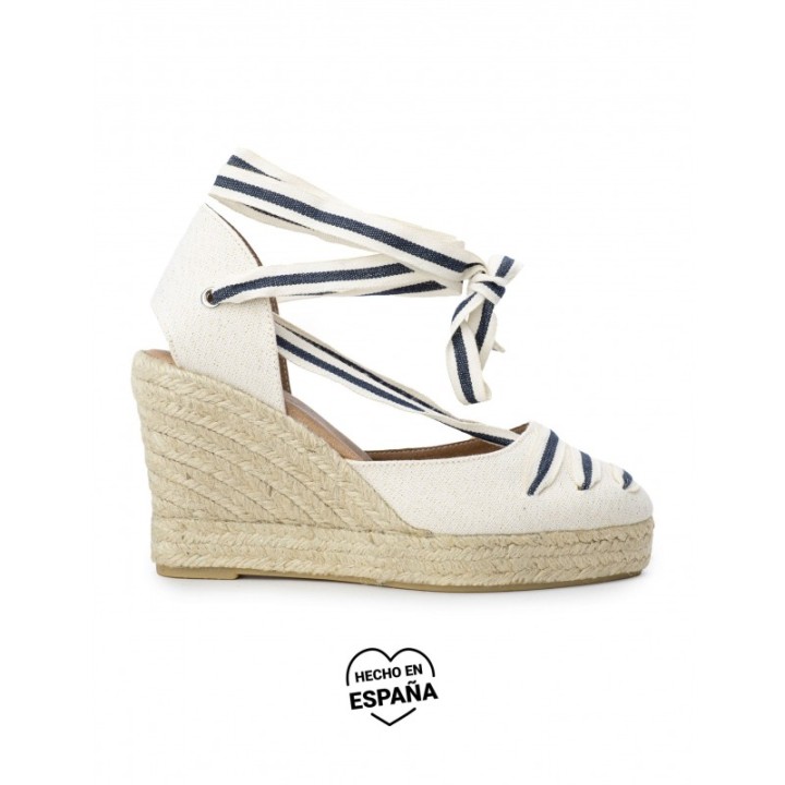 Alpargatas Cuna Cintas Rayas Beige PERA LIMONERA