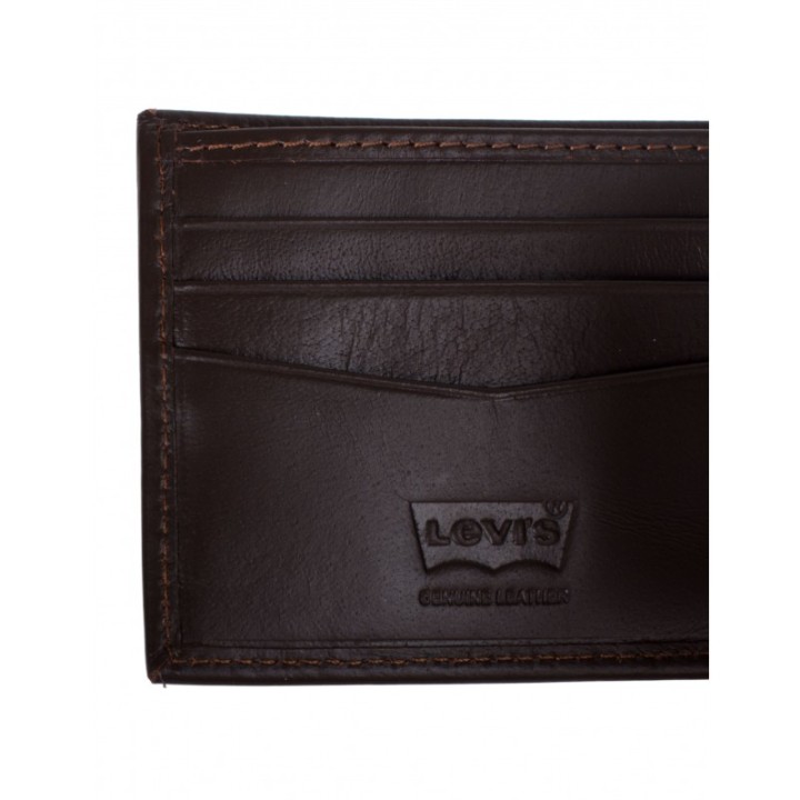 LEVIS Cartera Billetera Piel Marron Hombre