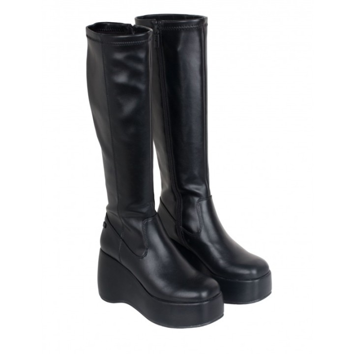 MUSTANG Botas Altas Maxi Plataforma Bloque Negras