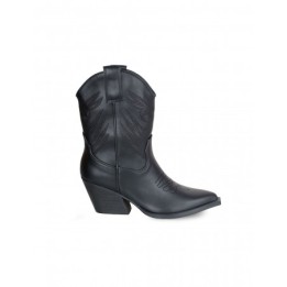Botines Camperos Costuras Tacon Negros