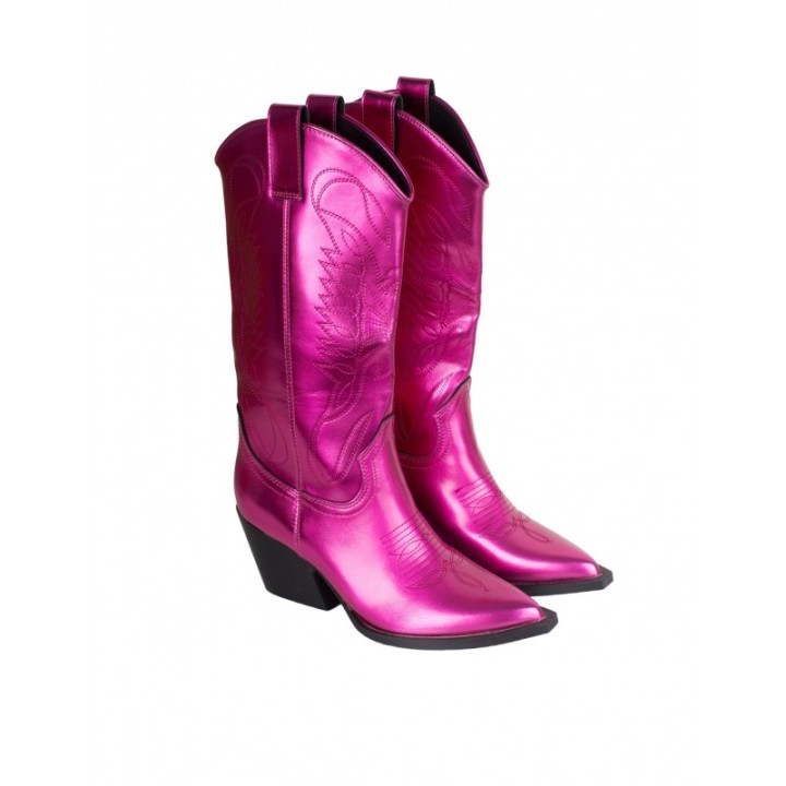 Botas Camperas Metalizadas Rosas