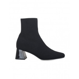 Botines Calcetin Tacon Cuadrado Negros