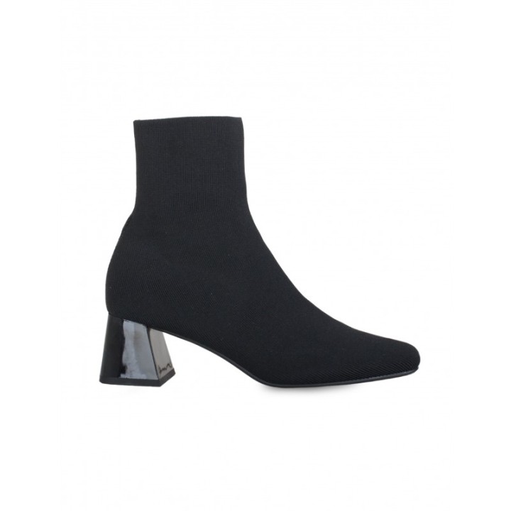 Botines Calcetin Tacon Cuadrado Negros