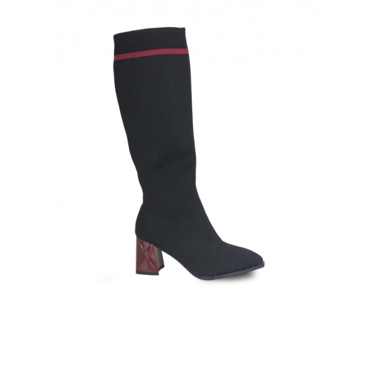 Botas Altas Calcetin Tacon Original Negras