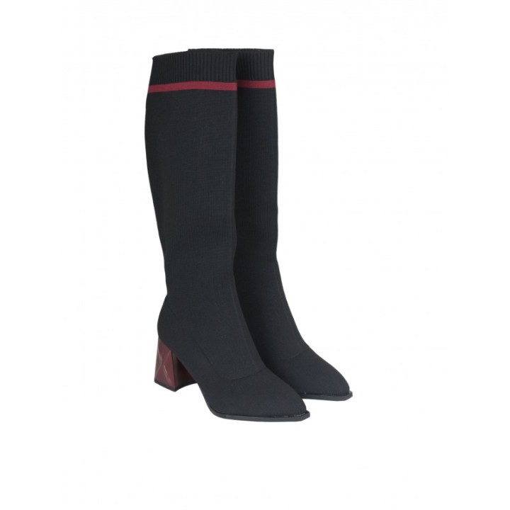 Botas Altas Calcetin Tacon Original Negras