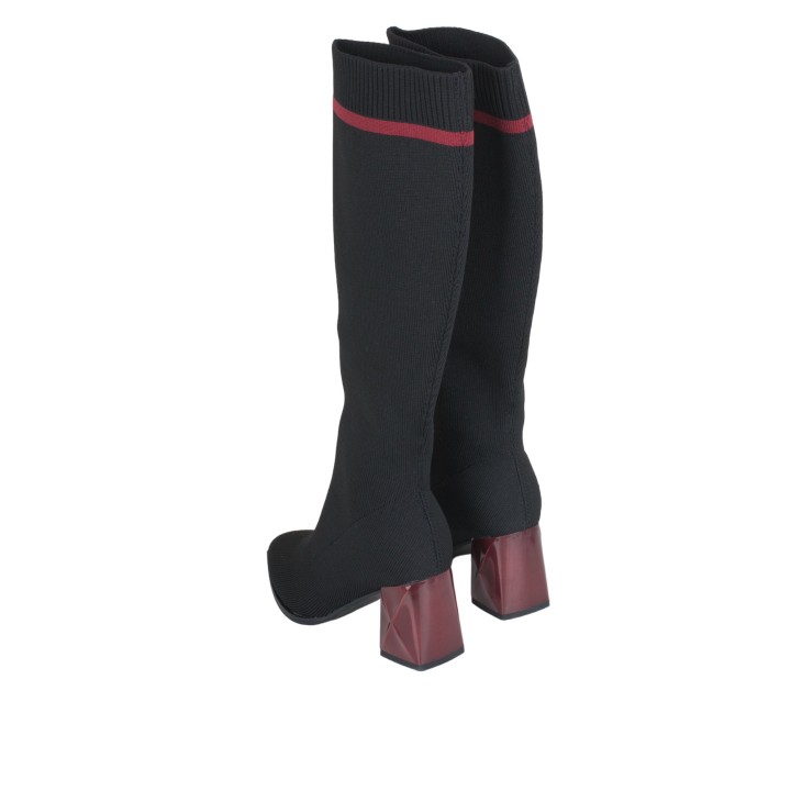 Botas Altas Calcetin Tacon Original Negras