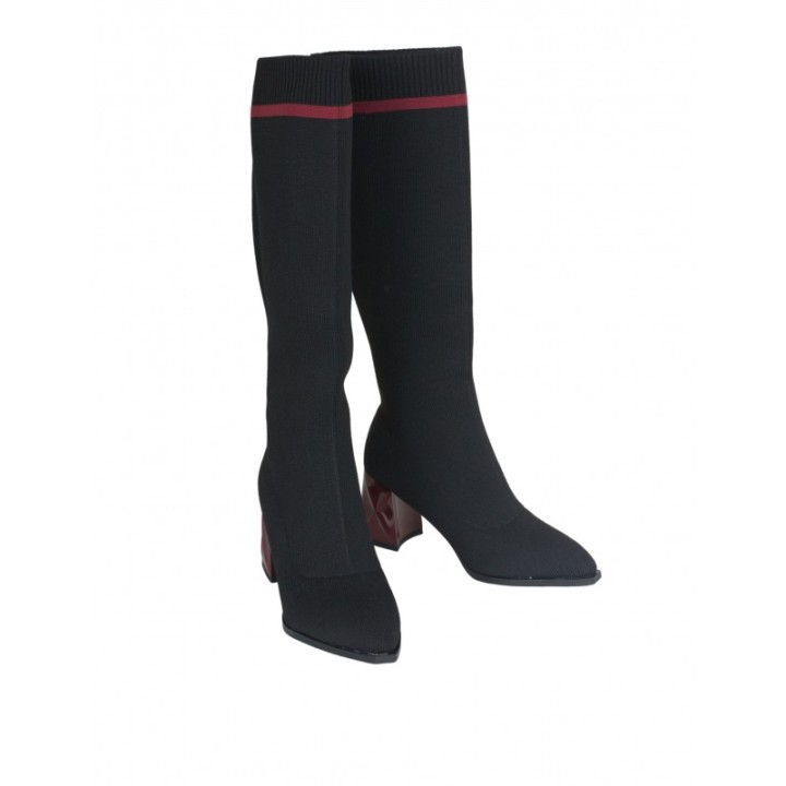 Botas Altas Calcetin Tacon Original Negras