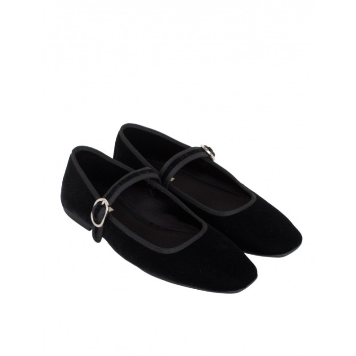 Bailarinas Hebilla Terciopelo Negras