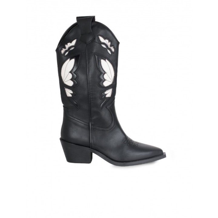 Botas Camperas Bordadas Mariposas Negras