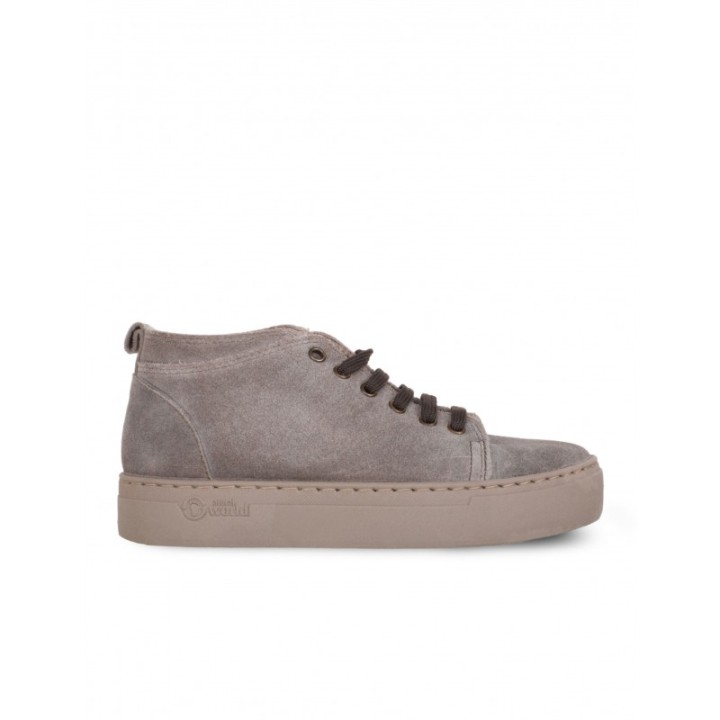 Botines Cordones Plataforma Taupe NATURAL WORLD