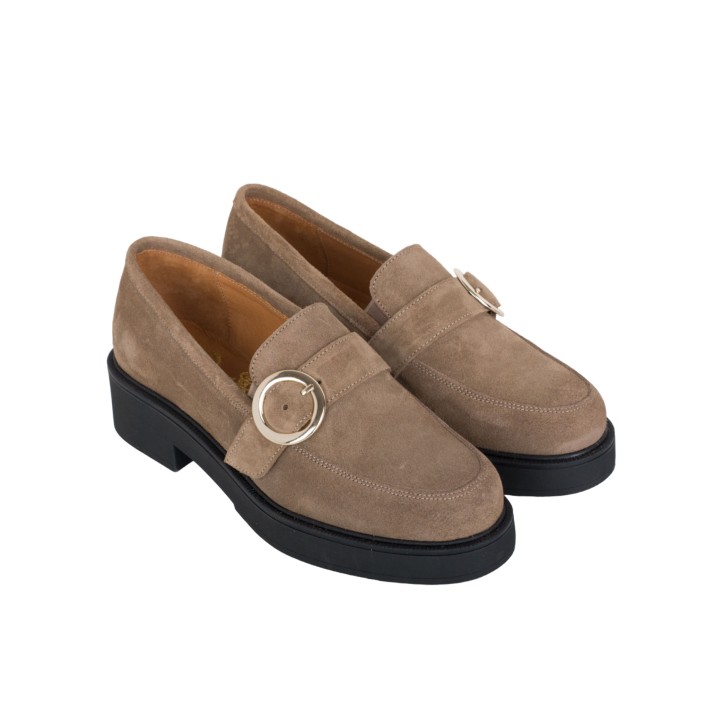 Mocasines Casual Piel Hebilla Taupe PERA LIMONERA