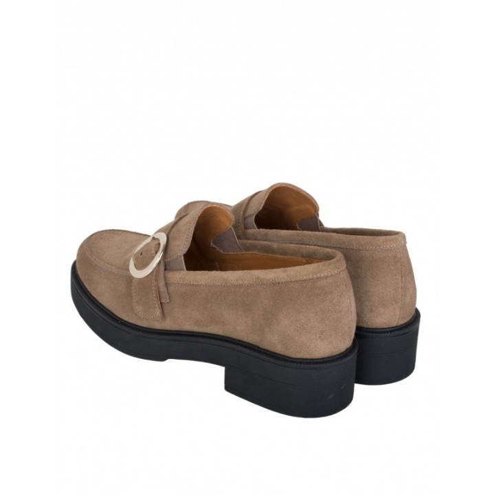 Mocasines Casual Piel Hebilla Taupe PERA LIMONERA
