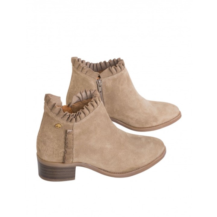 Botines Tobilleros Volantes Taupe PERA LIMONERA