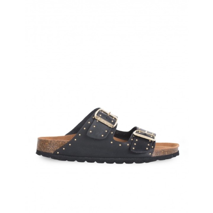 AUTENTI Sandalias Bio Hebillas Tachuelas Negras