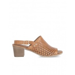 Sandalias Tacon Tira Ancha Cuero SALONISSIMOS