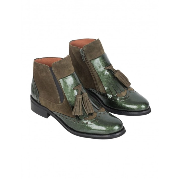 Botines Planos Charol Verdes SALONISSIMOS