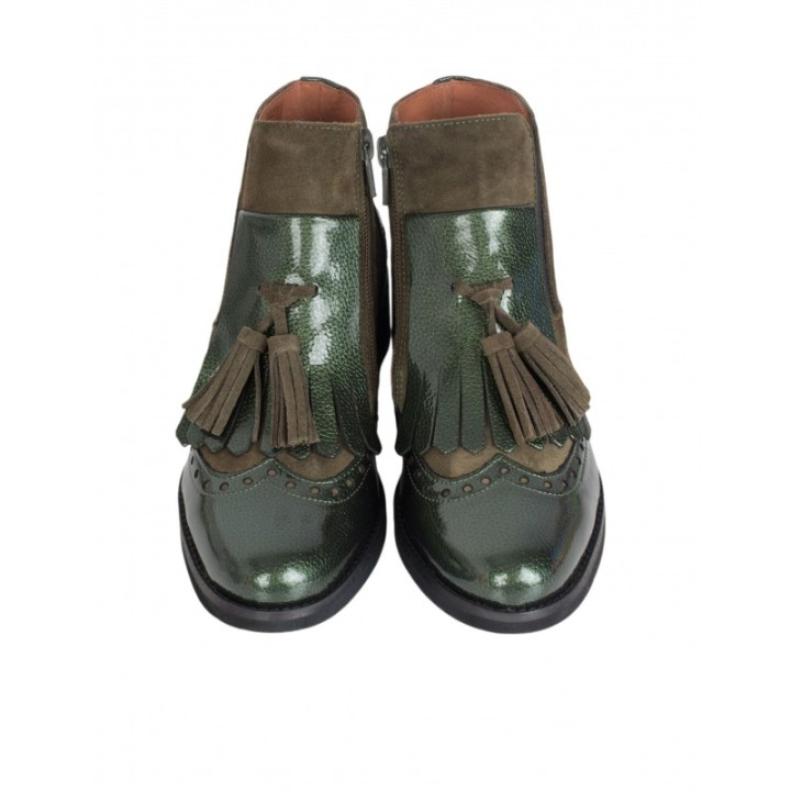 Botines Planos Charol Verdes SALONISSIMOS