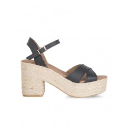 Sandalias Esparto Tacon Negras PERA LIMONERA