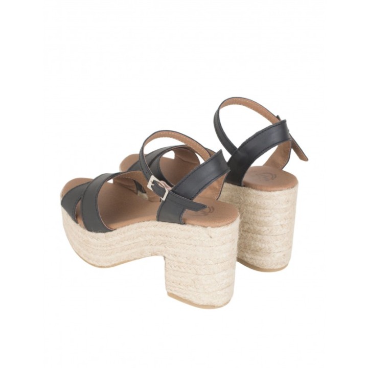 Sandalias Esparto Tacon Negras PERA LIMONERA
