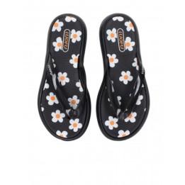 Chanclas Plataforma Negras Margaritas