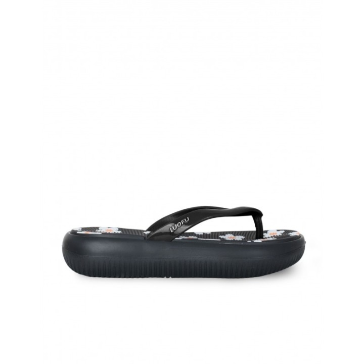 Chanclas Plataforma Negras Margaritas