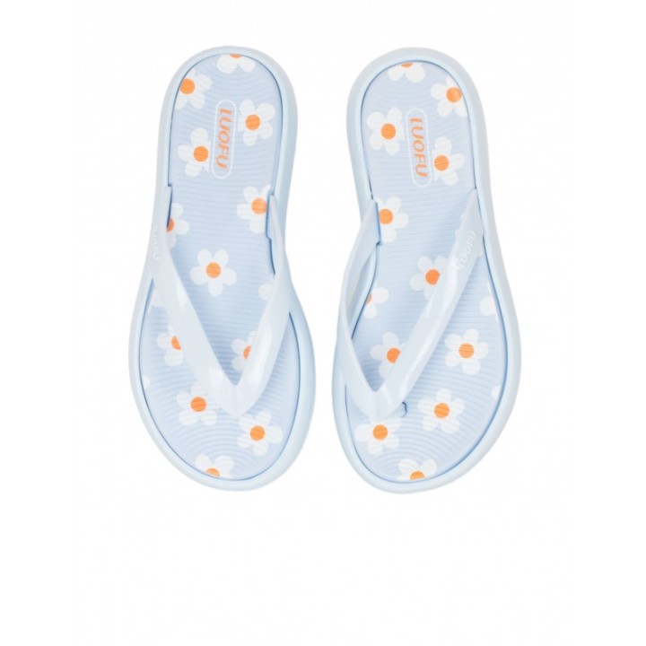 Chanclas Plataforma Azul Margaritas