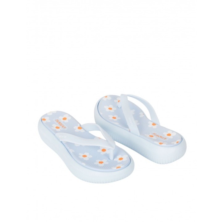 Chanclas Plataforma Azul Margaritas