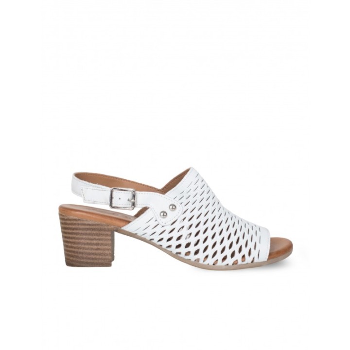 Sandalias Tacon Tira Ancha Blancas SALONISSIMOS