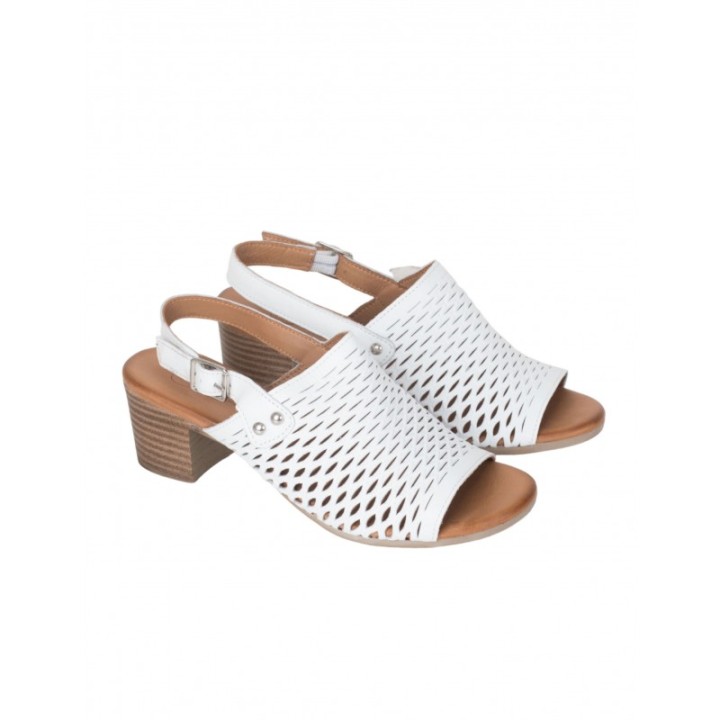 Sandalias Tacon Tira Ancha Blancas SALONISSIMOS