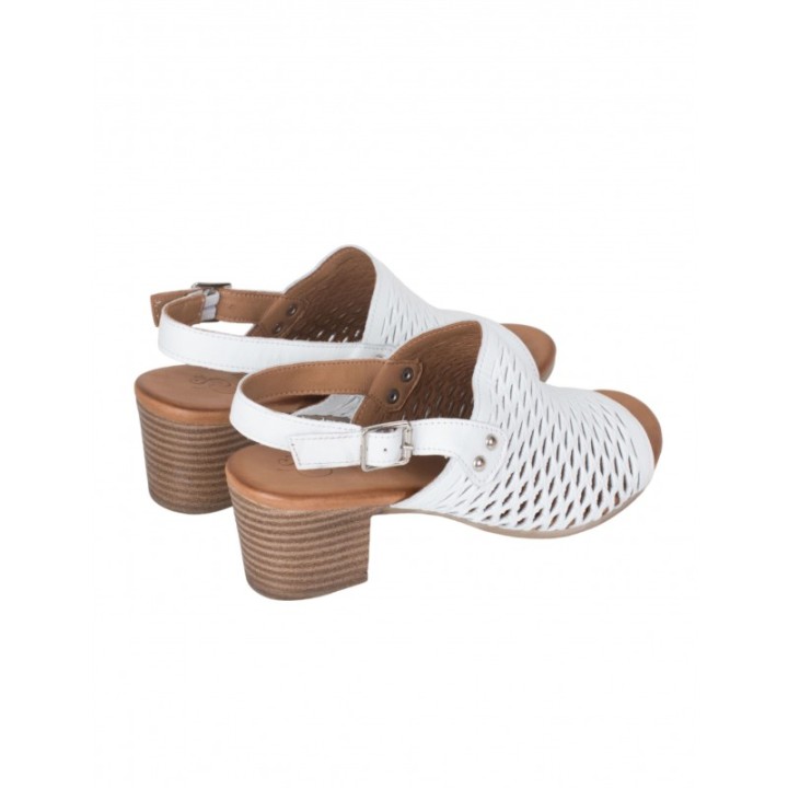 Sandalias Tacon Tira Ancha Blancas SALONISSIMOS
