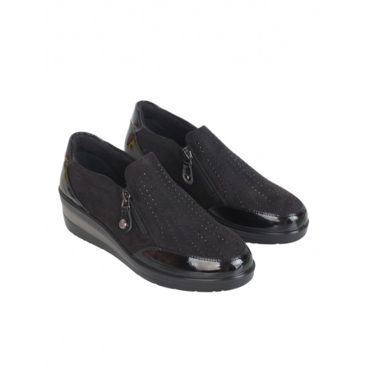 Mocasines Cuna Cremalleras Negro AMARPIES