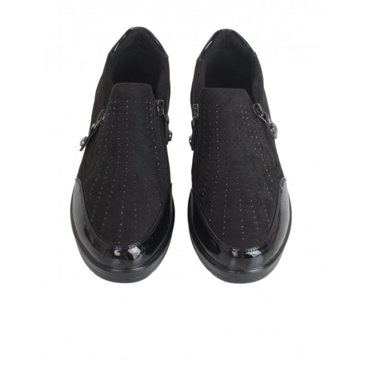 Mocasines Cuna Cremalleras Negro AMARPIES