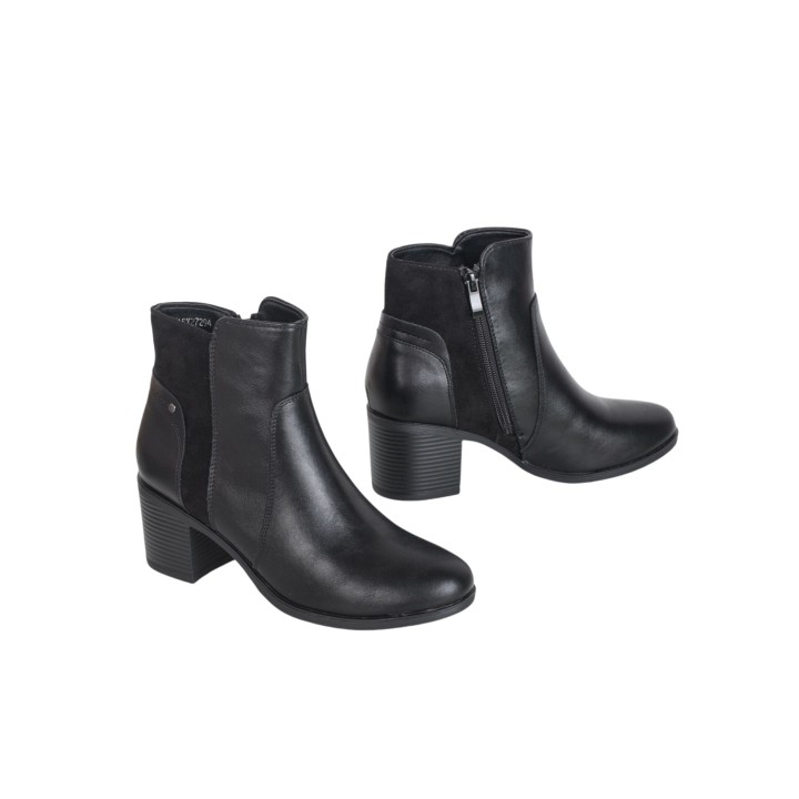 Botines Tacon Cuadrado Negros AMARPIES