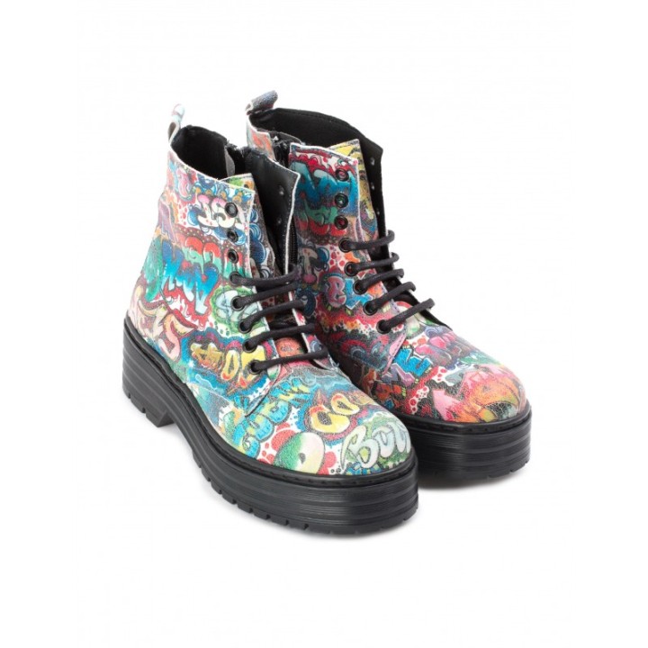 Botas Militares Plataforma Graffiti