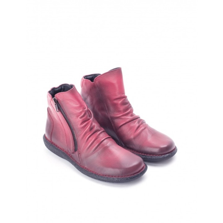 Botines Cana Arrugada Rojos