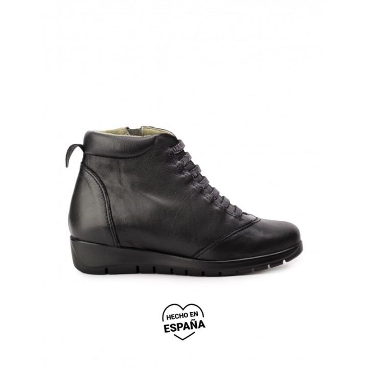 Botines Cuna Baja Cordones Negro