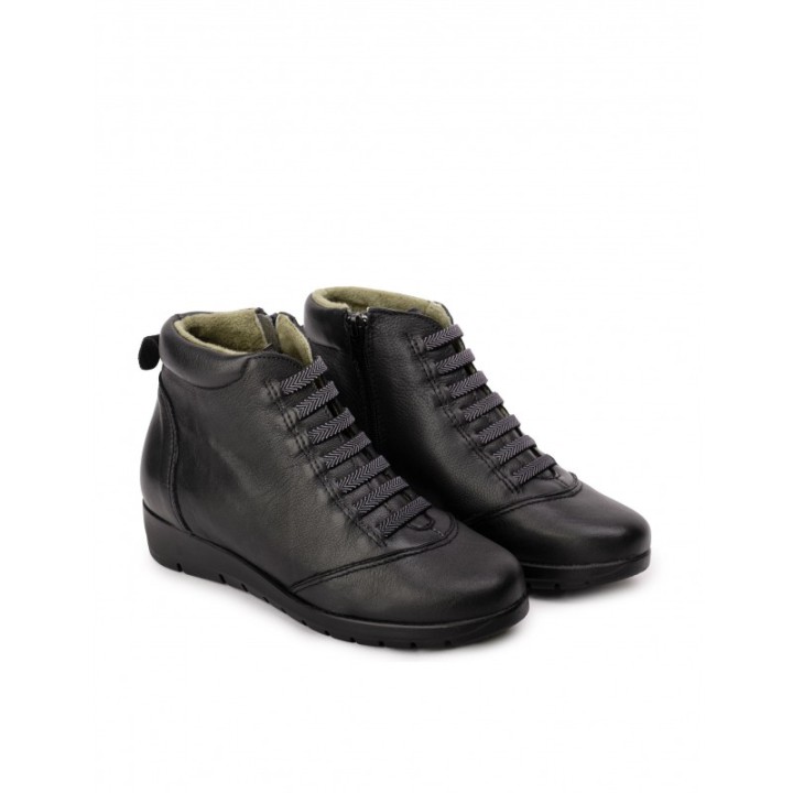 Botines Cuna Baja Cordones Negro