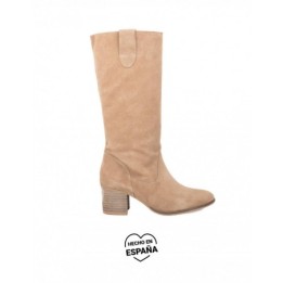 BRYAN Botas Altas Tacon Serraje Camel