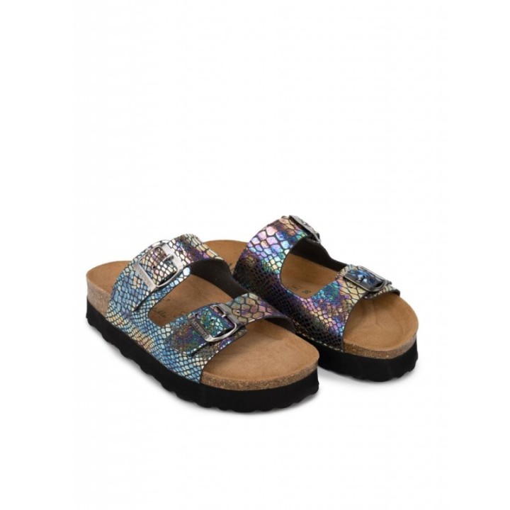 AUTENTI Sandalias Bio Plataforma Escamas Negras