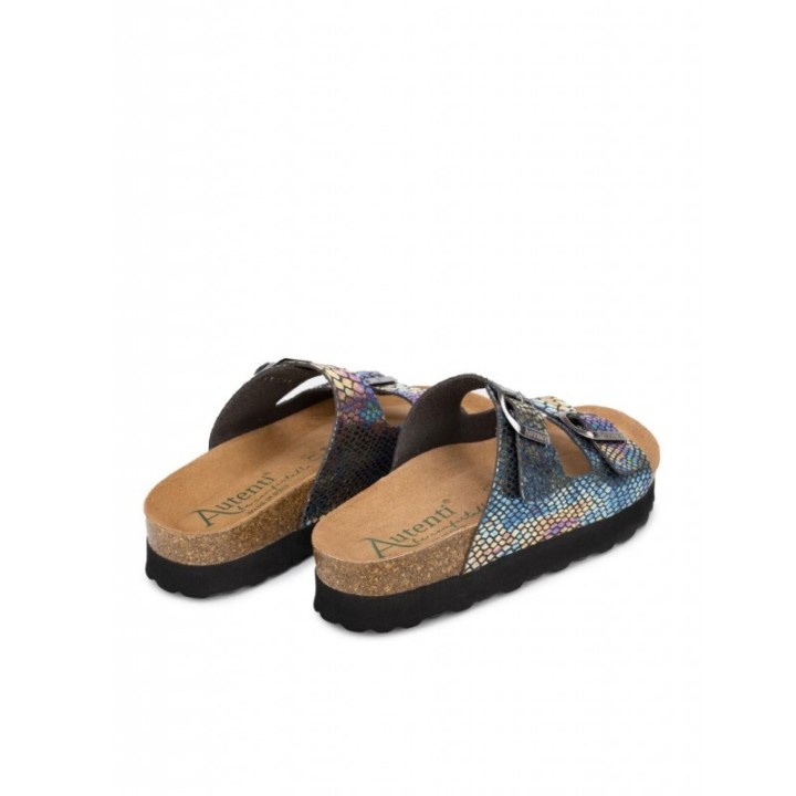 AUTENTI Sandalias Bio Plataforma Escamas Negras