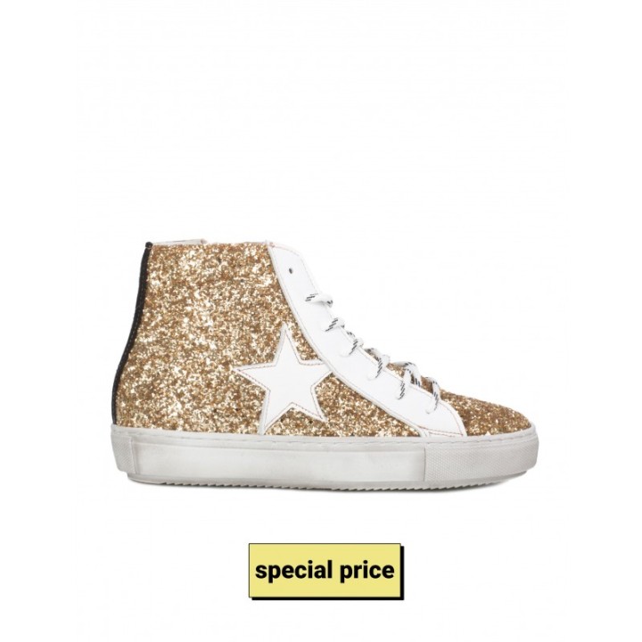 Zapatillas Altas Estrella Purpurina Doradas