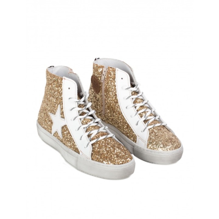 Zapatillas Altas Estrella Purpurina Doradas