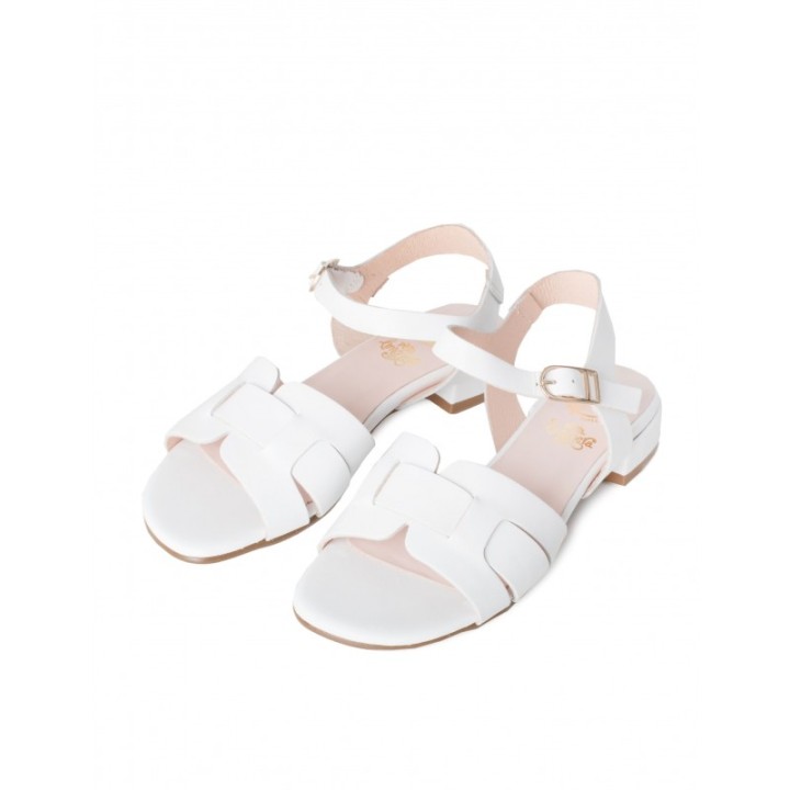 Sandalias Planas Piel Blancas PERA LIMONERA