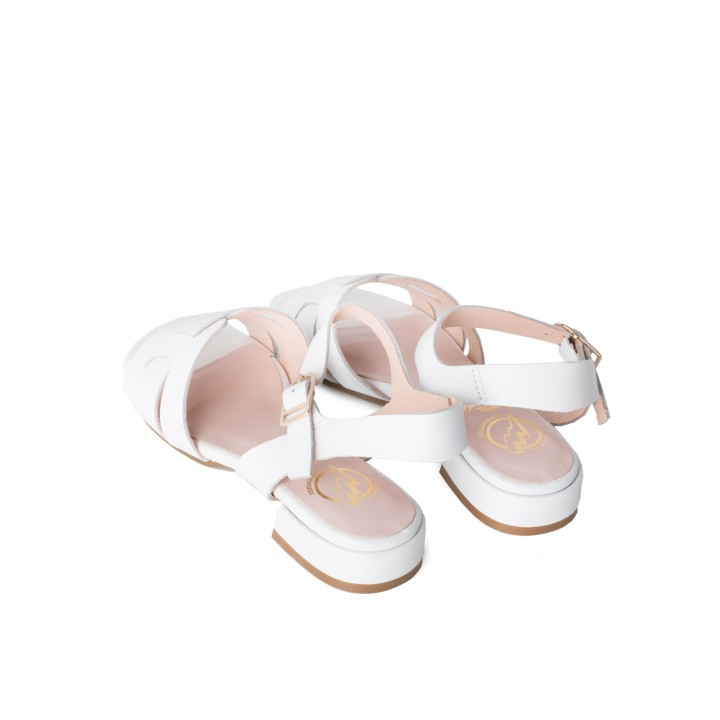Sandalias Planas Piel Blancas PERA LIMONERA