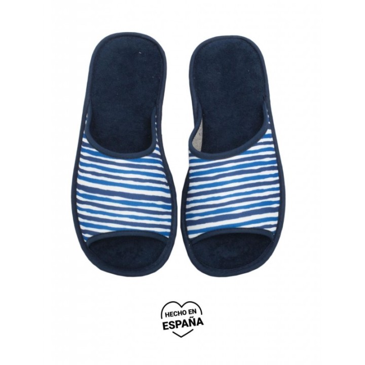 Zapatillas Casa Puntera Abierta Rayas