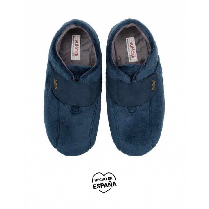 VULLADI Zapatillas Casa Cerradas Velcro Azules