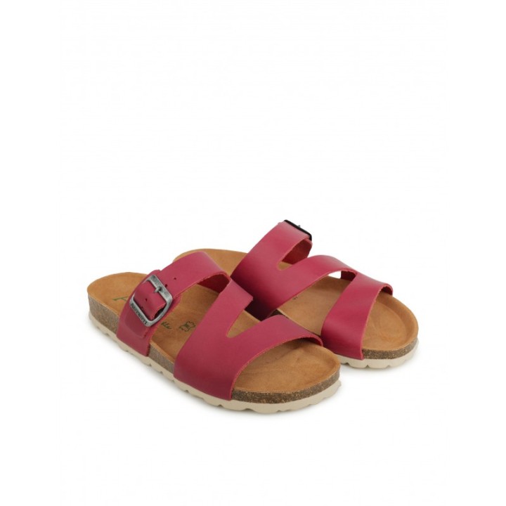 AUTENTI Sandalias Tiras Suela Corcho Burdeos