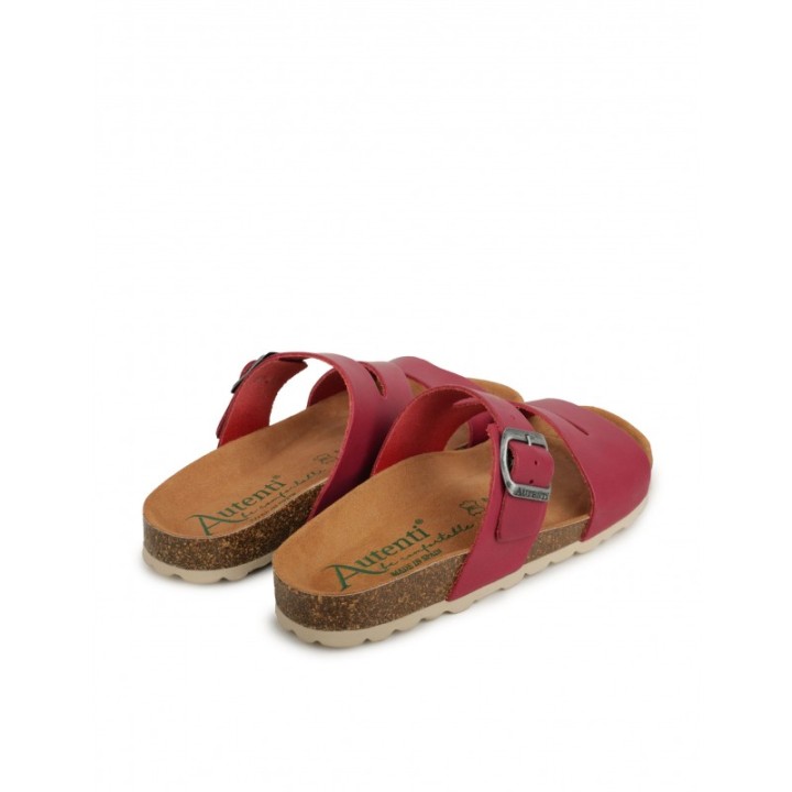 AUTENTI Sandalias Tiras Suela Corcho Burdeos
